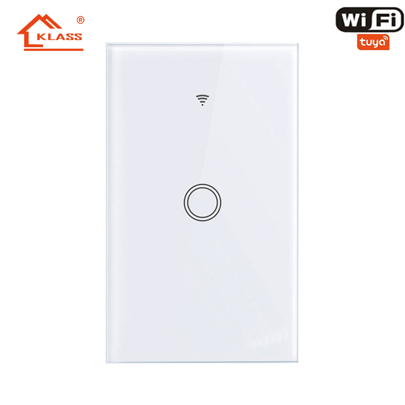 Smart Life Home Design American WiFi Tuya Socket 1 Gang 2 Gang Type 120 Glass Panel Wall Mounted Touch Switch