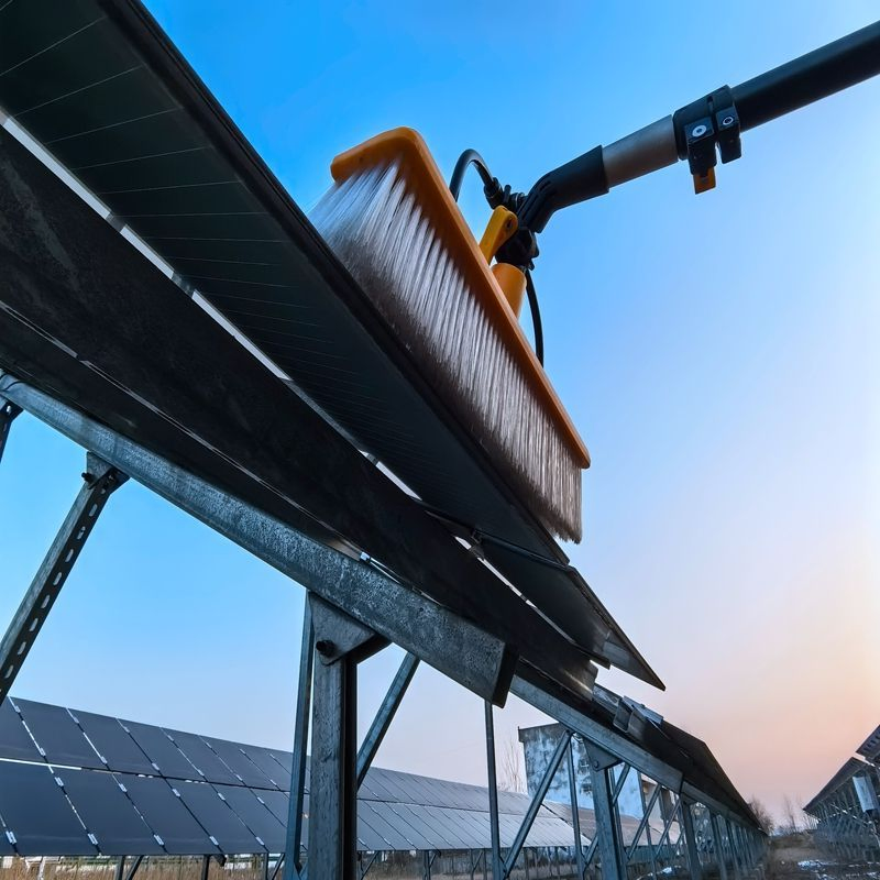 Advanced Solar Panel Cleaning Brush with 3.6-M Extended Water-Fed-Pole Kit and Pump