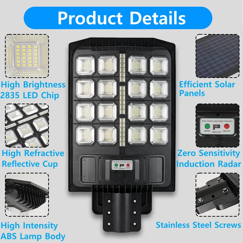 Light Messenger Lamparas Solares Outdoor Stadium Parking Lot Garden Wall Installation Outside 100W 200W 300W 400W LED Street Solar Light Motion Sensor