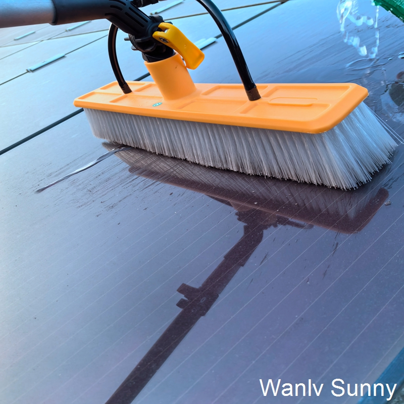 Spray Brush with Water Fed Pole and Pump for Solar Panel Cleaning