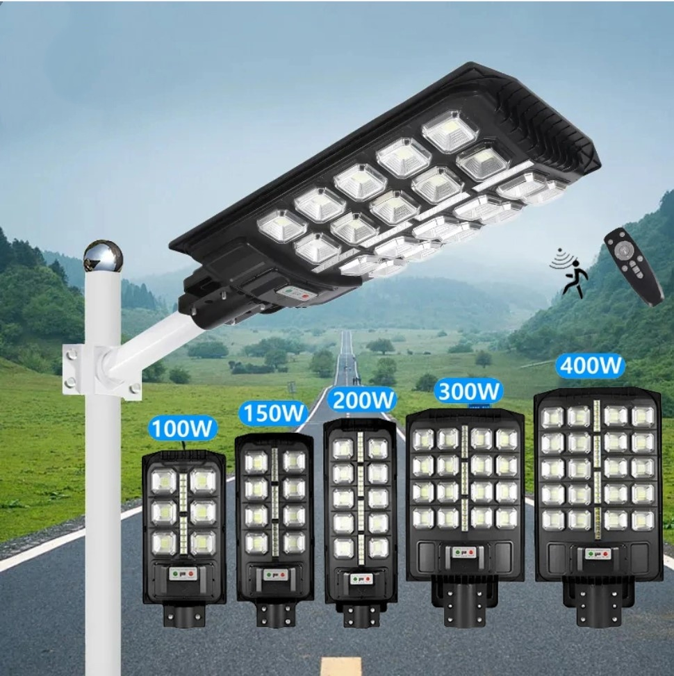 Light Messenger Lamparas Solares Outdoor Stadium Parking Lot Garden Wall Installation Outside 100W 200W 300W 400W LED Street Solar Light Motion Sensor