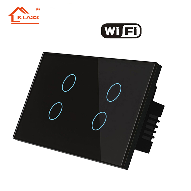 Smart Life Home Design American WiFi Tuya Socket 1 Gang 2 Gang Type 120 Glass Panel Wall Mounted Touch Switch
