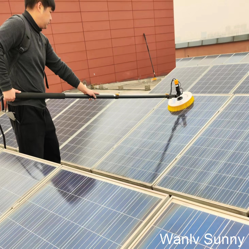 Matched High-Pressure Pump and Extended Water Pipe Spin Solar Panel Cleaning Brush