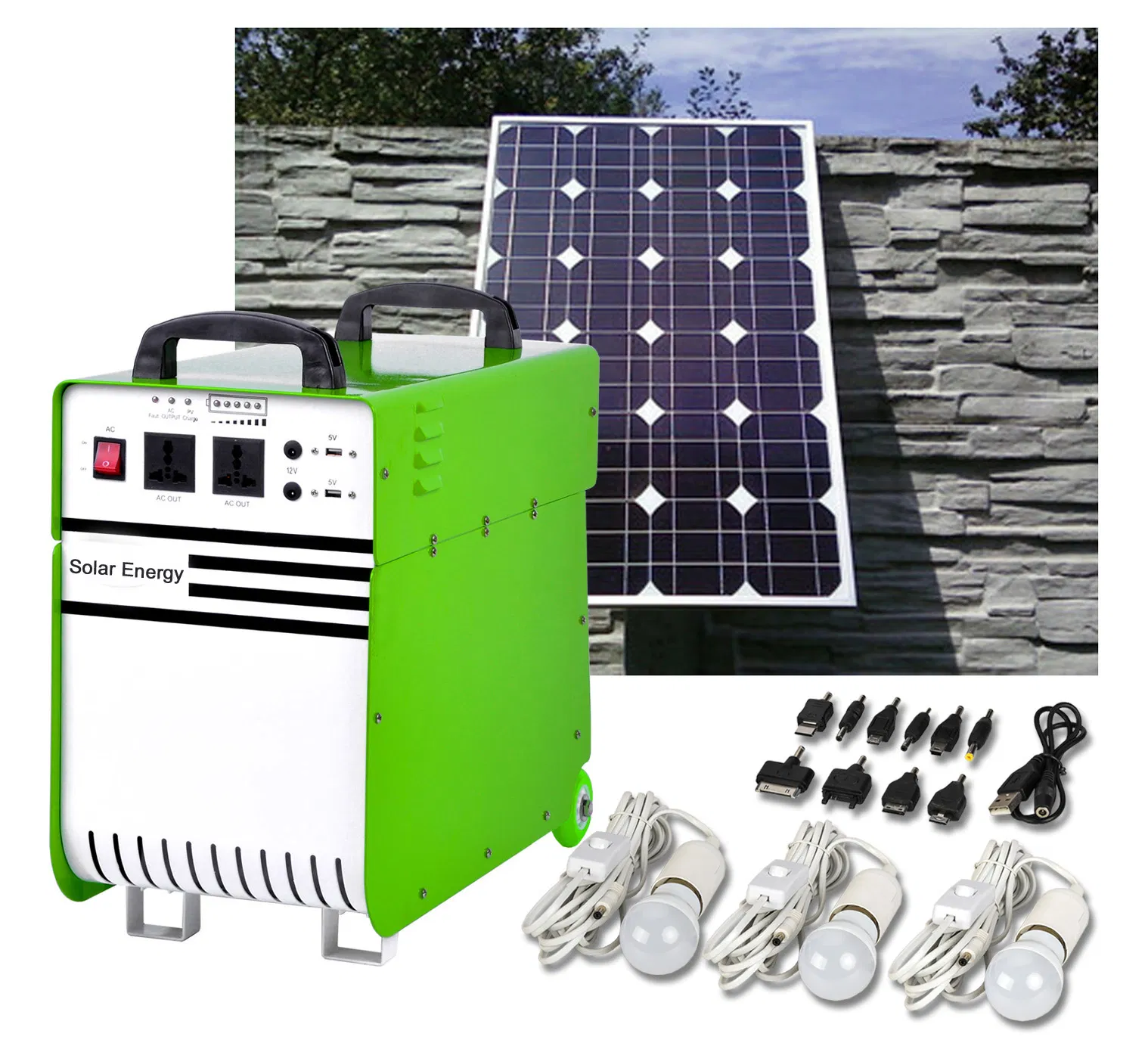 Portable Solar Power System with Solar Panels, Solar Inverter, Solar Battery, Solar Controller