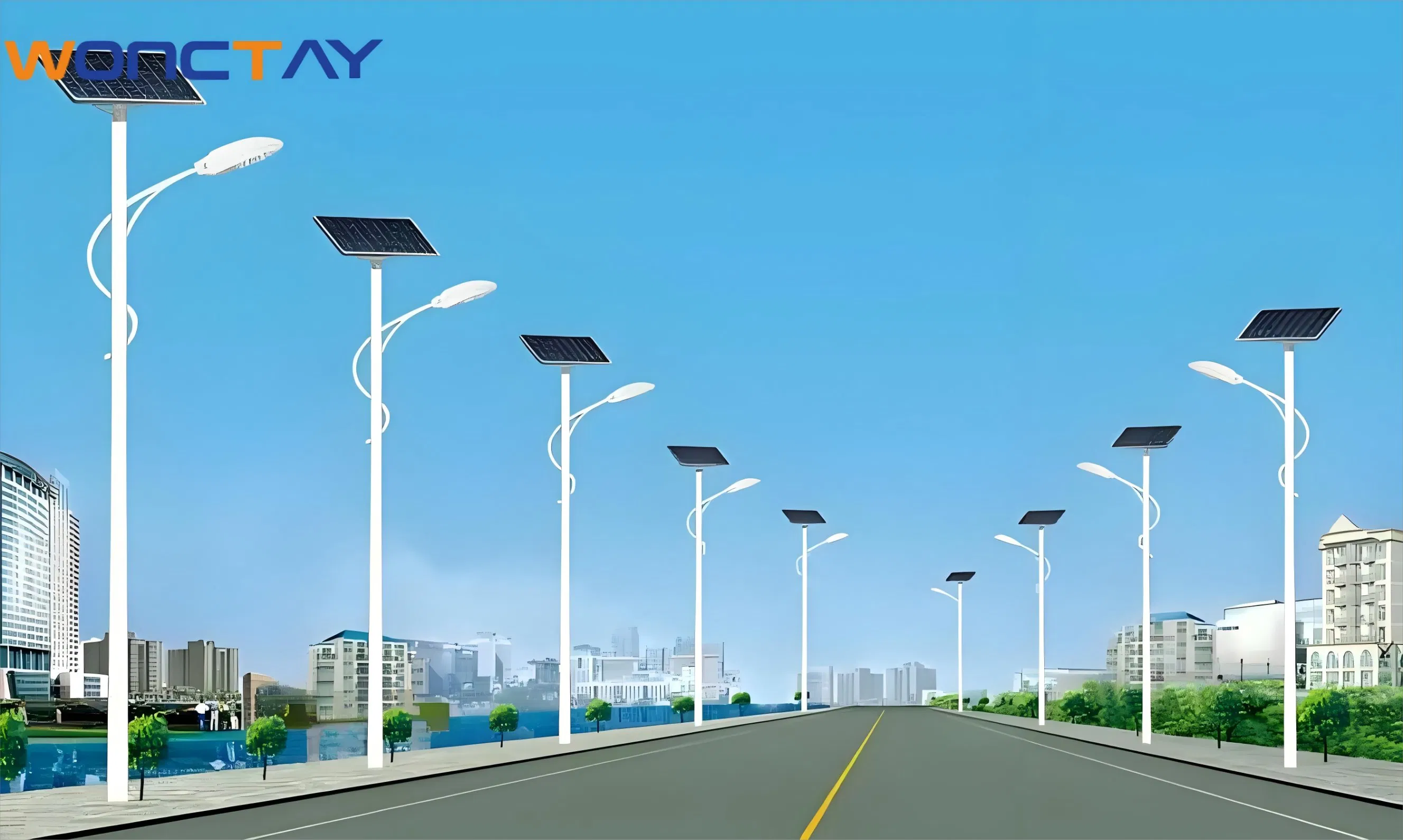 Wonctay 20W-60W High Quality Integrated LED Solar Street Light Easy Installation Lighting