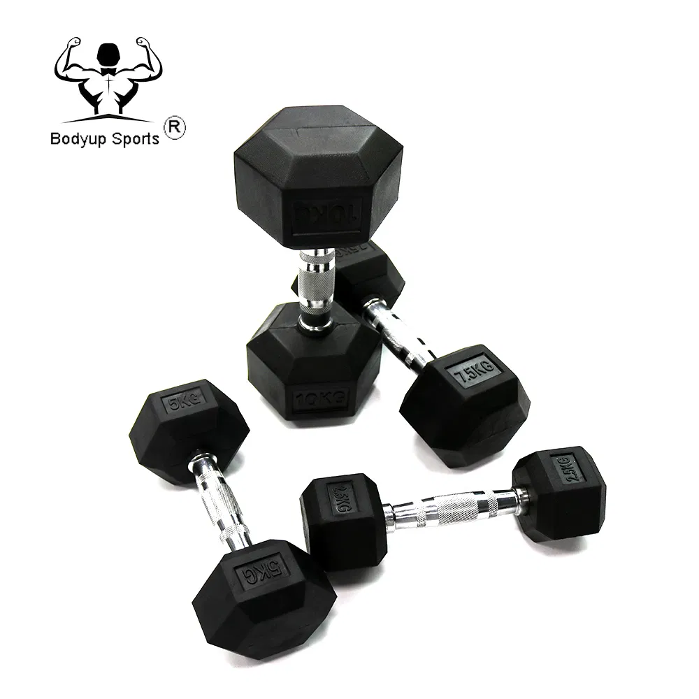 Rubber Hex Dumbbell for Training Gym Commercial Fitness Equipment