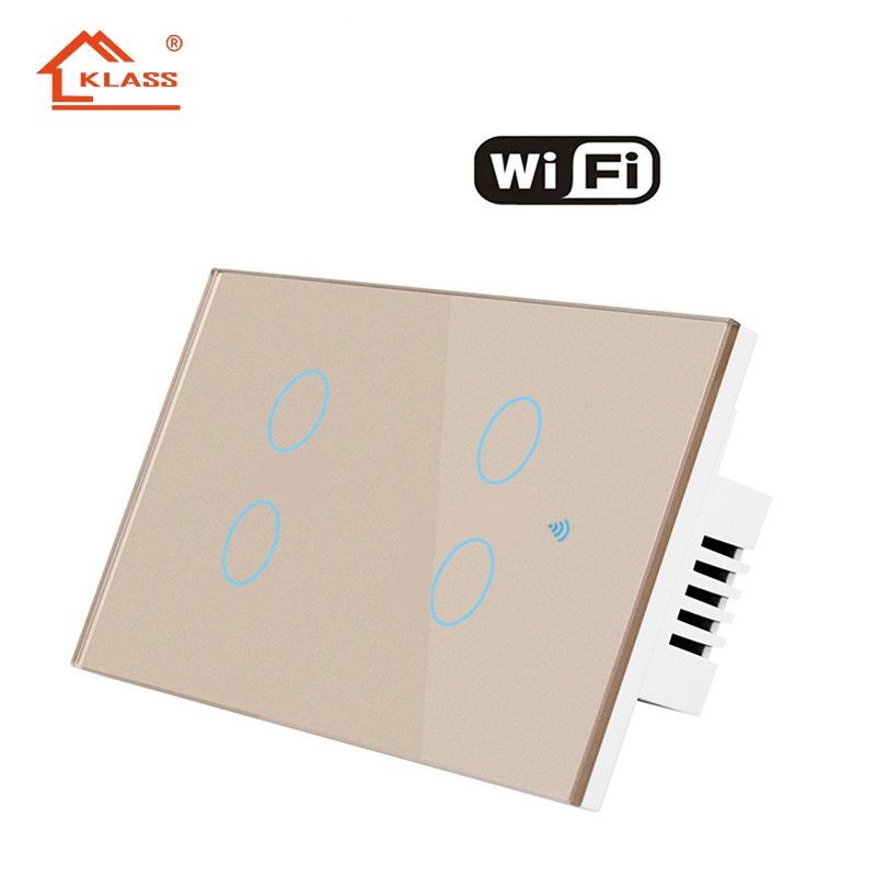Klass Us Standard IP65 Bluetooth Wireless WiFi Wall Touch Tuya Electrical Light Switch with Tempered Glass Smart Switch