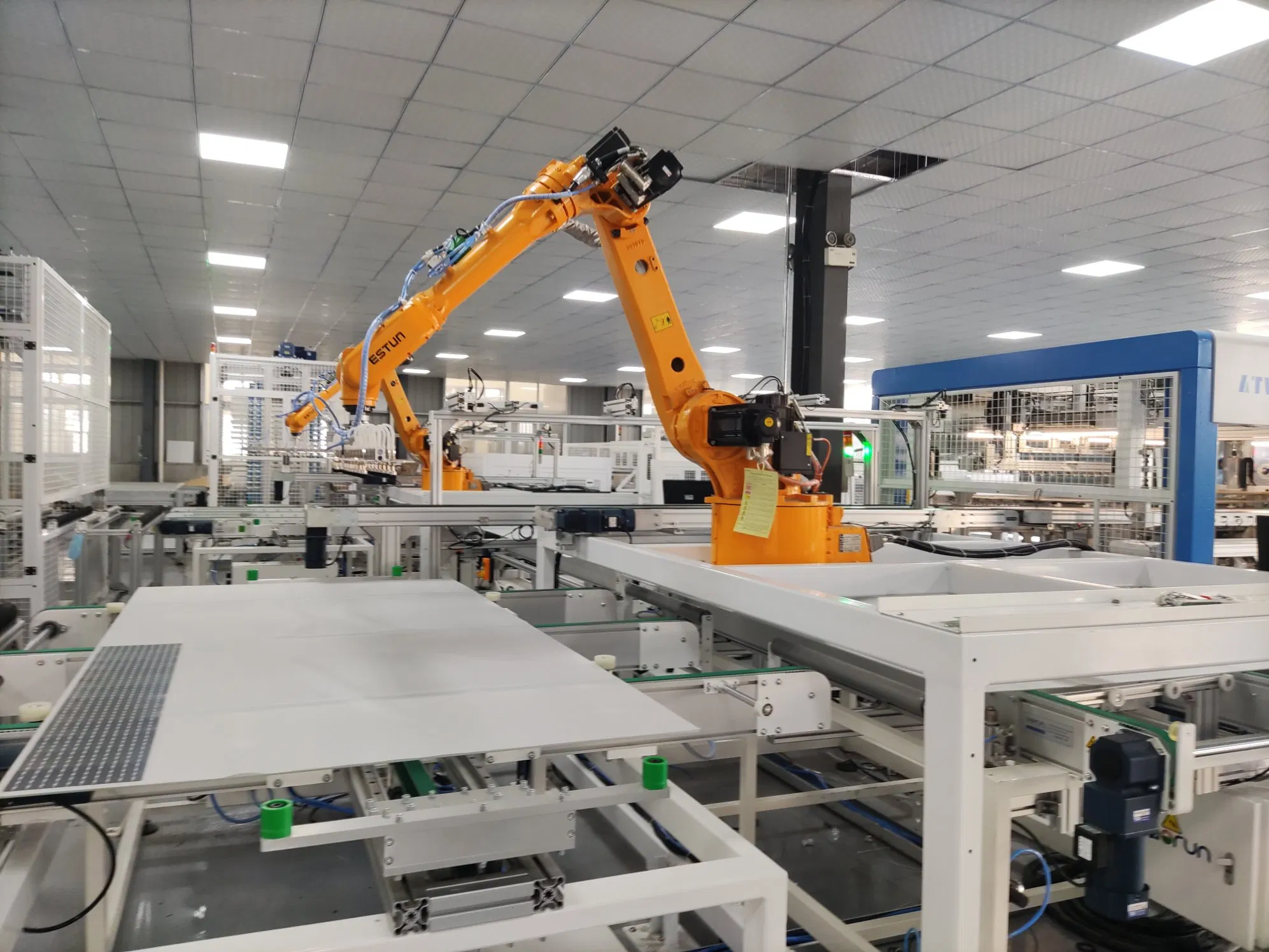 Solar Panel Manufacturing Line with Automated Tabber Stringer, Laminator and Framing Processes