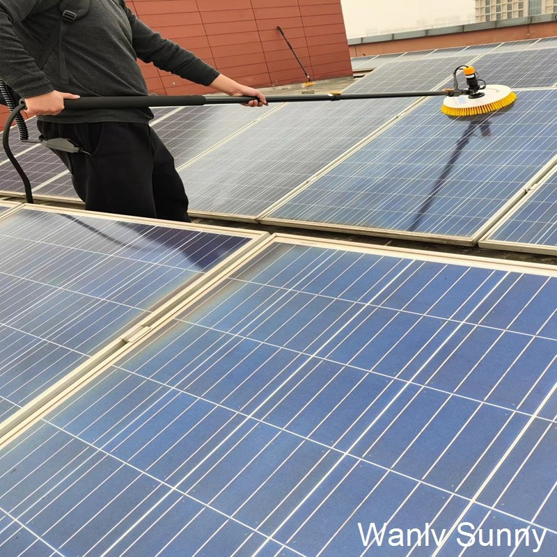 Matched High-Pressure Pump and Extended Water Pipe Spin Solar Panel Cleaning Brush