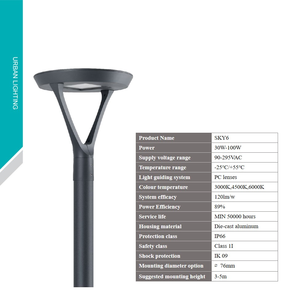 Customized AC Mains Hybrid Garden Courtyard Light Waterproof 20W LED 3000K 6000K for Outdoor Residential Street Lighting