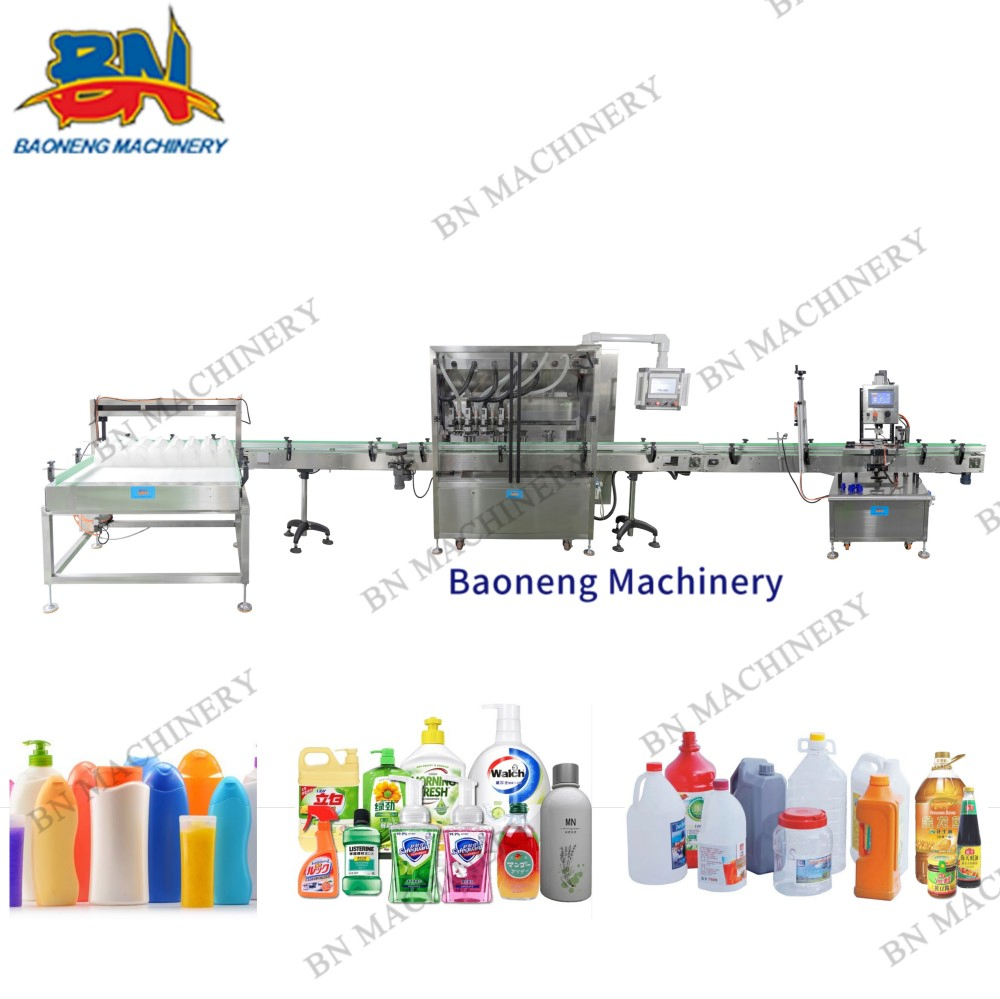 Automatic 4-Nozzle Servo Tracking Bottle Jar Liquid Oil Cream Filling Machine with Capping Line