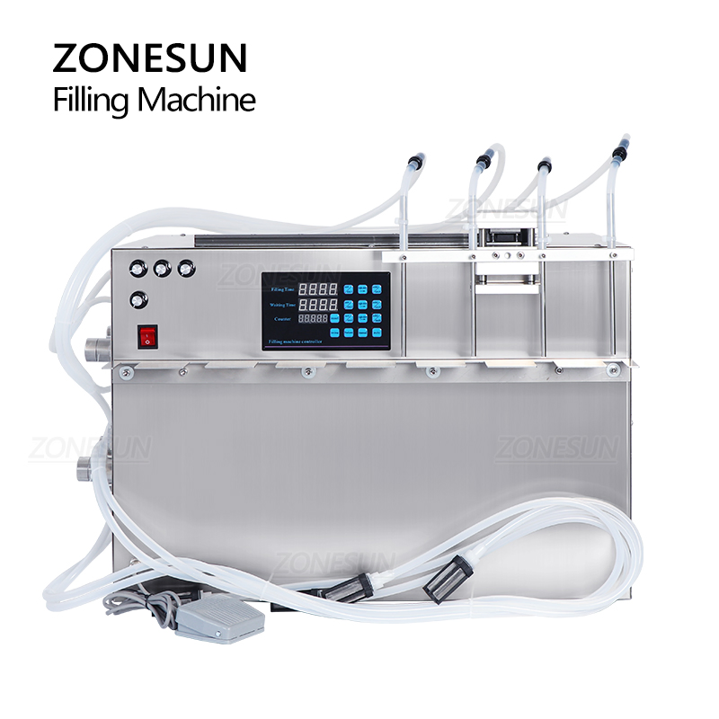 Zonesun Zs-Mpsp4 4-Nozzles Spout Pouch Liquid Filling Machine for Juice Soy Milk Low Viscosity Fluids