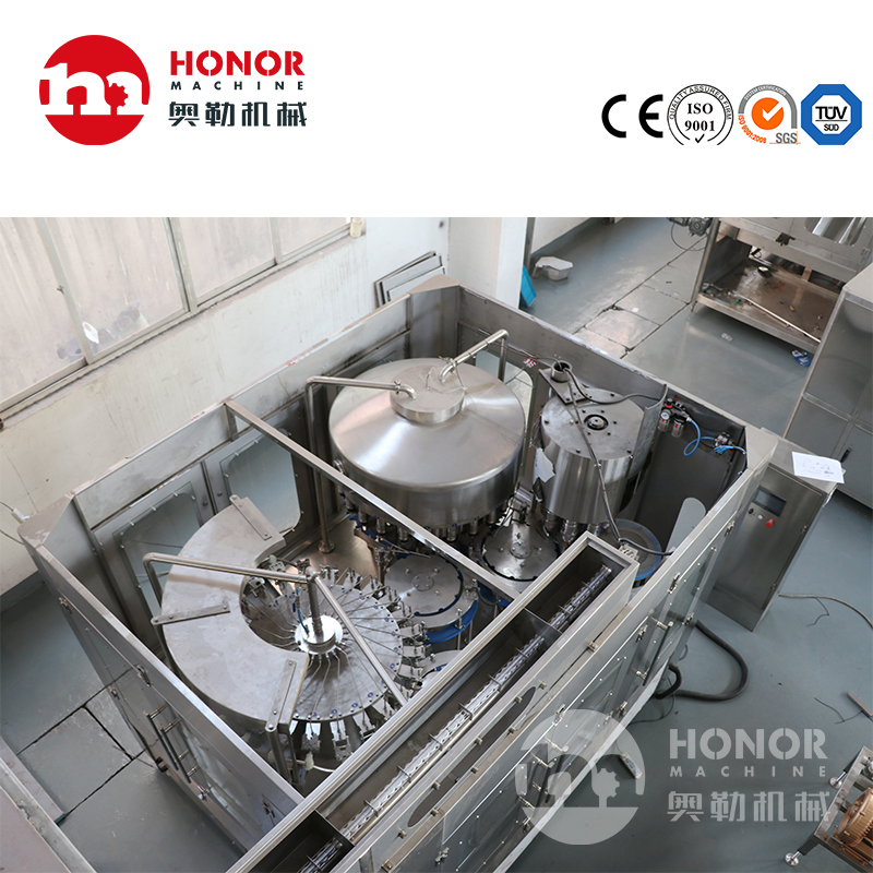 6000-12000bph Automatic Spring Drinking Pure Water Juice Carbonated Drinks Juice Liquid Glass Can Bottle Washing Filling Capping Bottling Making Packing Machine