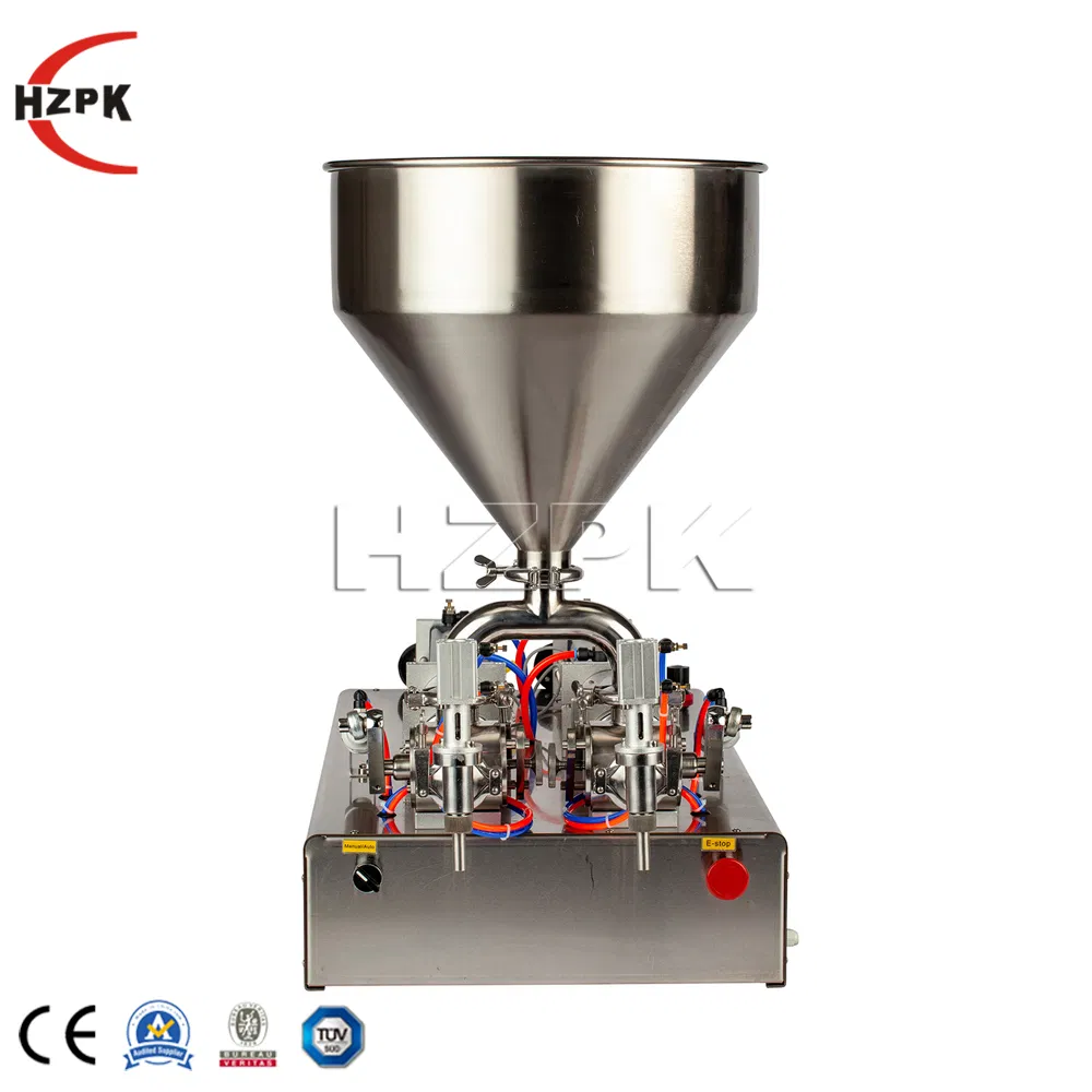 Hzpk Table Top 2 Head High Viscosity Honey Piston Filling Machine for Thick Liquid Makeup Zhejiang