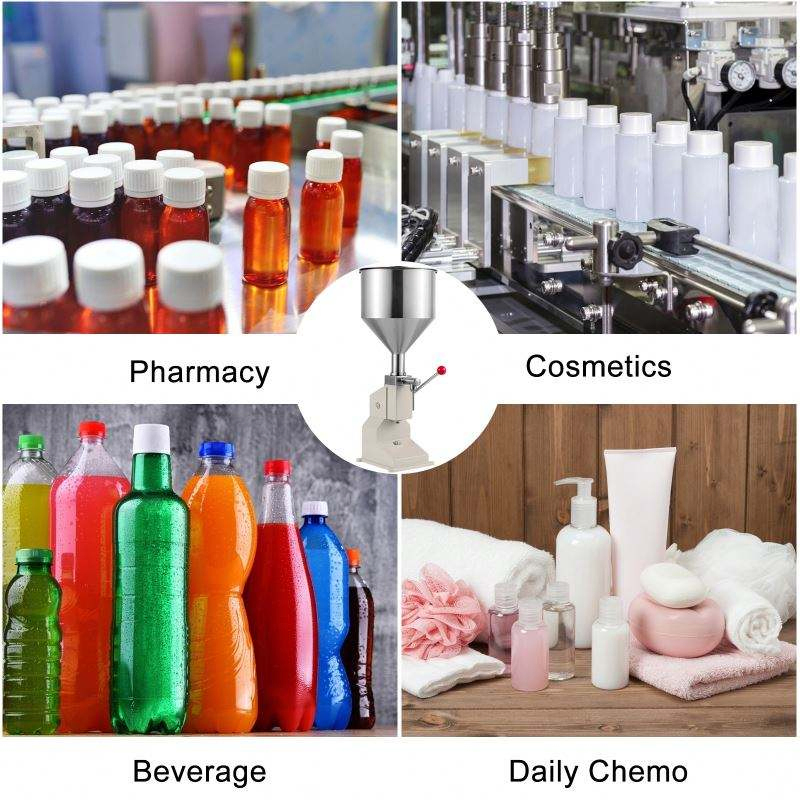 Factory Manual SS304 Stainless Steel Body Volumetric Cream Lotion Liquid Paste Perfume Bottle Can Filling Filler Machine