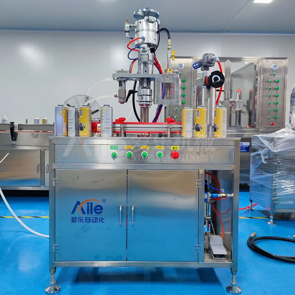Low Price Small Semi Automatic 3 in 1 Aerosol Spray Paint Tin Cans Filling Machine Production Line Liquid Filling Valve Crimping Gas Filling