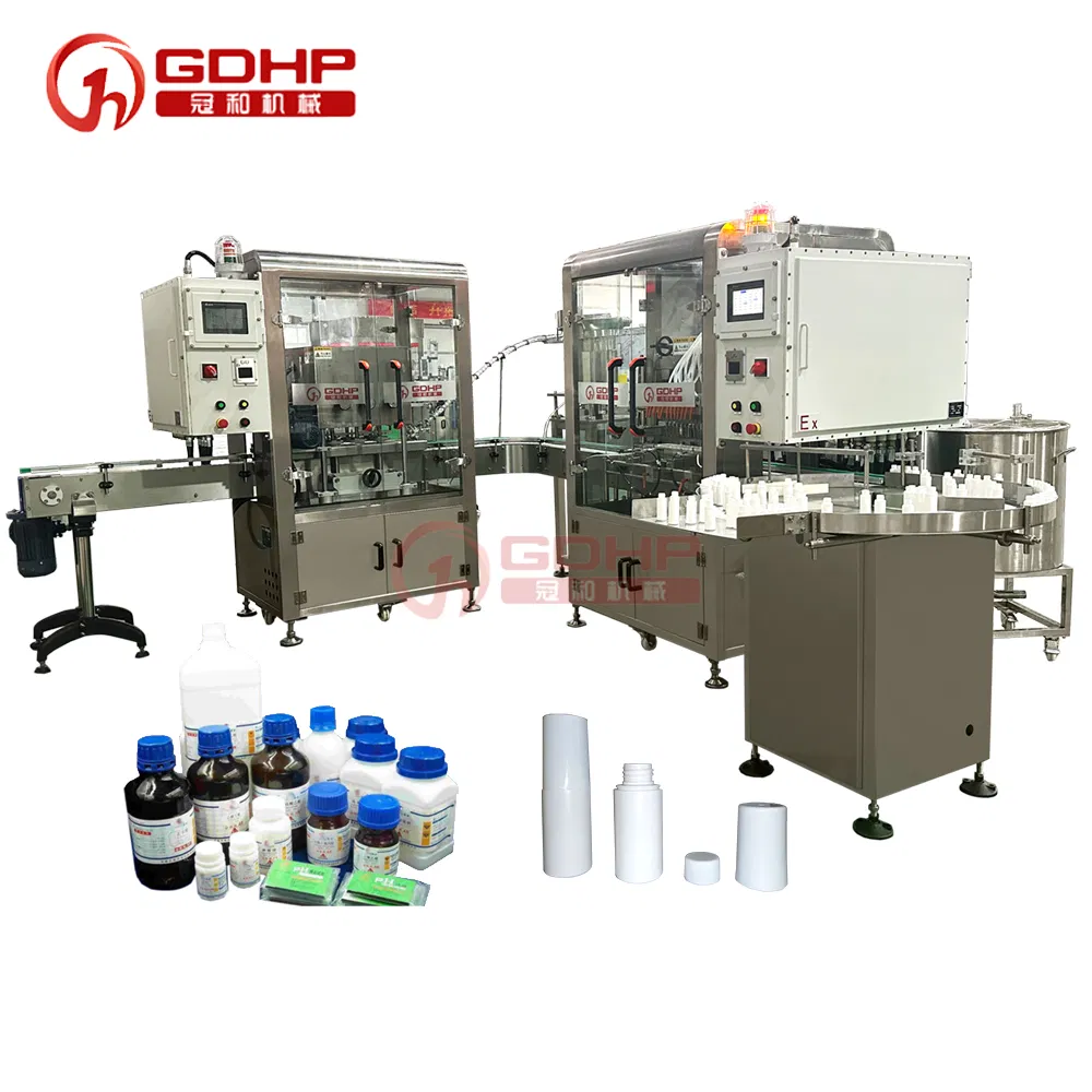 Alcohol and Chemicals Liquid Explosion-Proof Bottle Filling Capping Sealing Packaging Machine