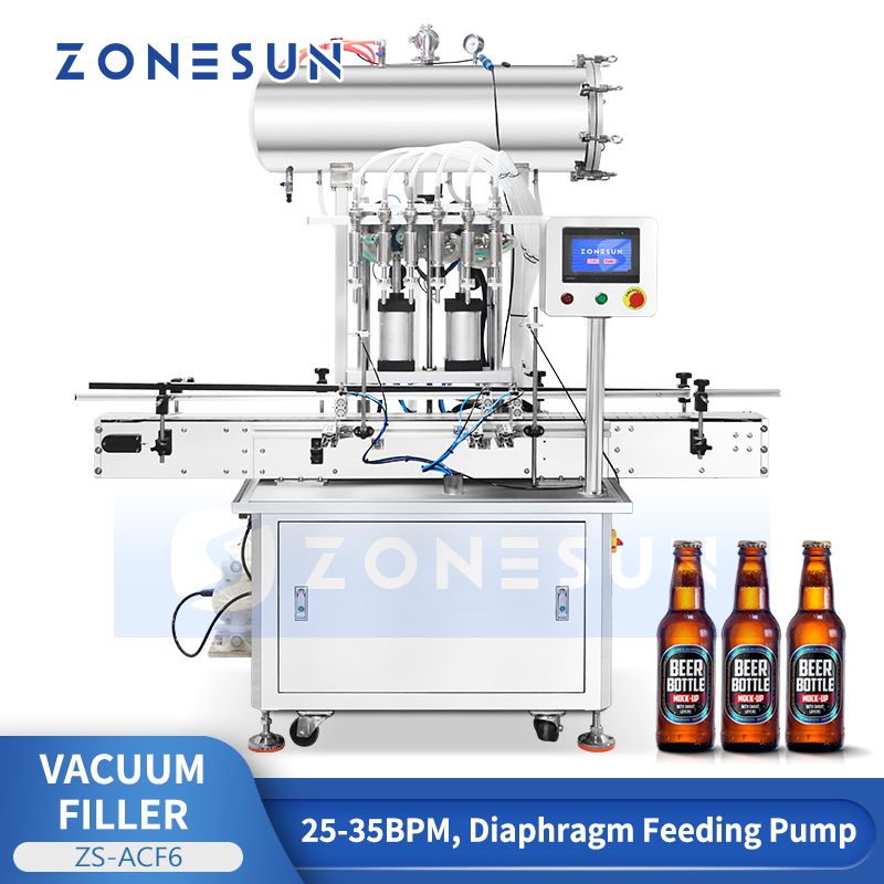 Zonesun Zs-Acf6 Automatic Isobaric Vacuum Beer and Sparkling Drink Liquid Level Overflow Filling Machine for Glass Bottles