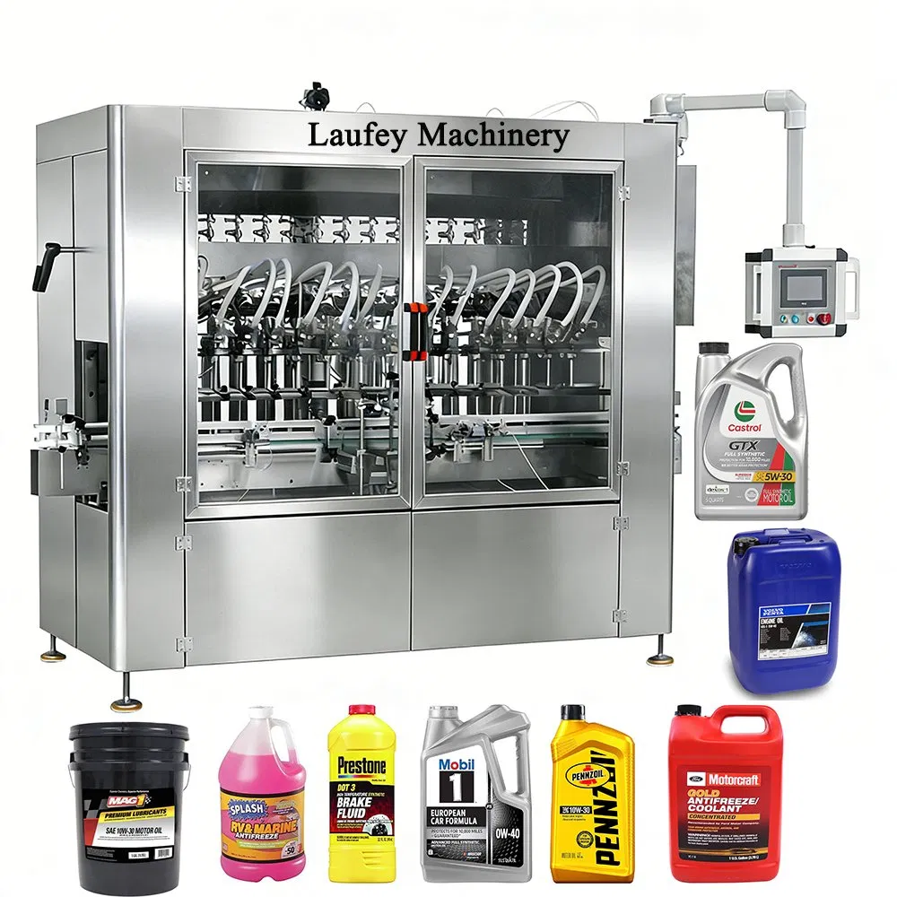 Lube Oil Car Motor Brake Petrol Engine Oil Bottle Liquid Bottle Filler Bottling Automatic Filling Capping Labeling Machine Production Line
