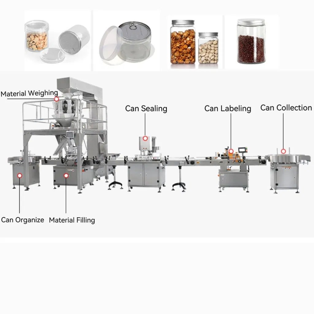 Granules/Powder/Liquid/Paste Filling Capping Sealing Labeling Packaging Machine Production Line for Plastic Jar/Can/Bottle