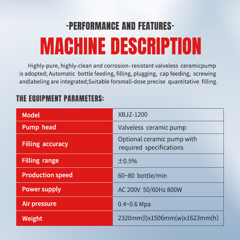 Vial Bottle Moisturizing Water Filling Machine Xbjz-1200 Low Viscosity Liquid Filling Equipment Filling Production Line