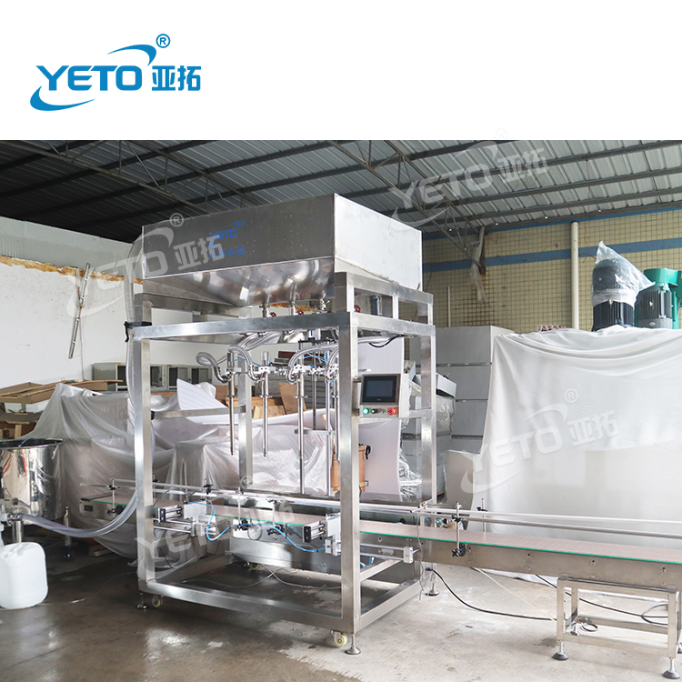 Big Volume Four Nozzles Automatic Gravity Self Flow Liquid Filling Machine for Chemical Liquid Detergent Oil Bucket Filler Equipment