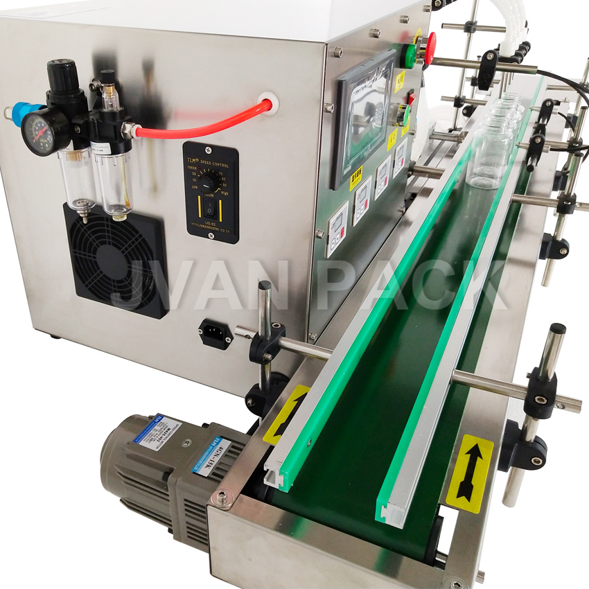 Gx-4 Electric Tabletop 4 Nozzles Liquid Milk Bottle Filling Machine Price Volumetric Magnetic Pump Liquid Packing Machine with Conveyor