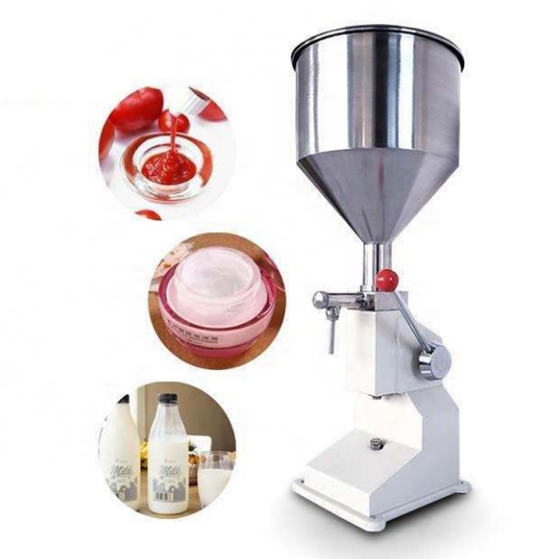 Factory Manual SS304 Stainless Steel Body Volumetric Cream Lotion Liquid Paste Perfume Bottle Can Filling Filler Machine
