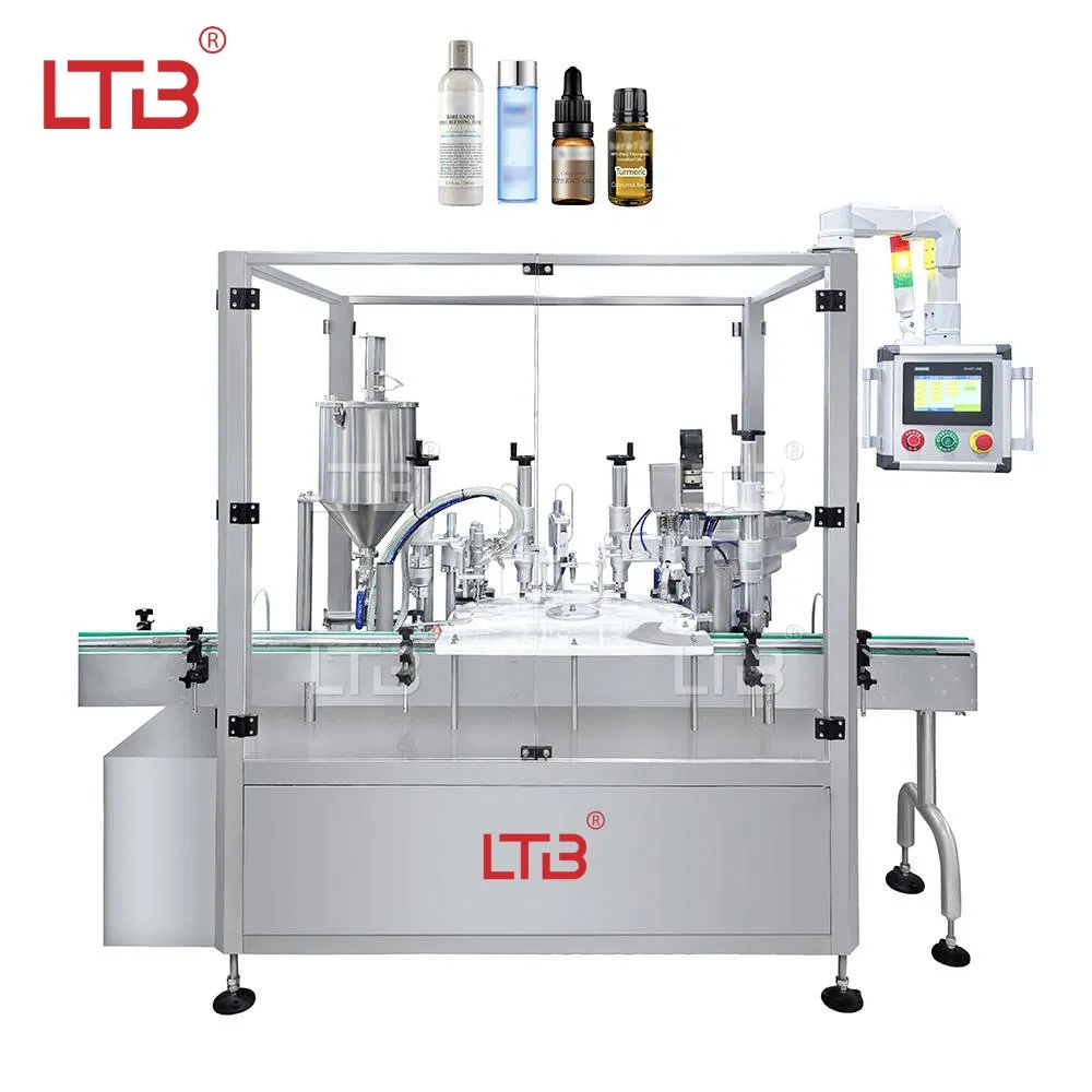 Hot Sale Rotary Rose Essential Oil Liquid Cosmetic Daily Chemical Pharmaceutical Automatic Filling Filler Cap Capping Packing Machine