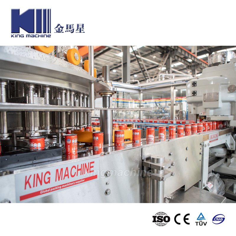 Automatic Aluminum Pet Can Beverage Liquid CSD Carbonated Soft Energy Drink Beer Hot Juice Tea Coffee Milk Sauce Honey Canning Filling Sealing Packaging Machine