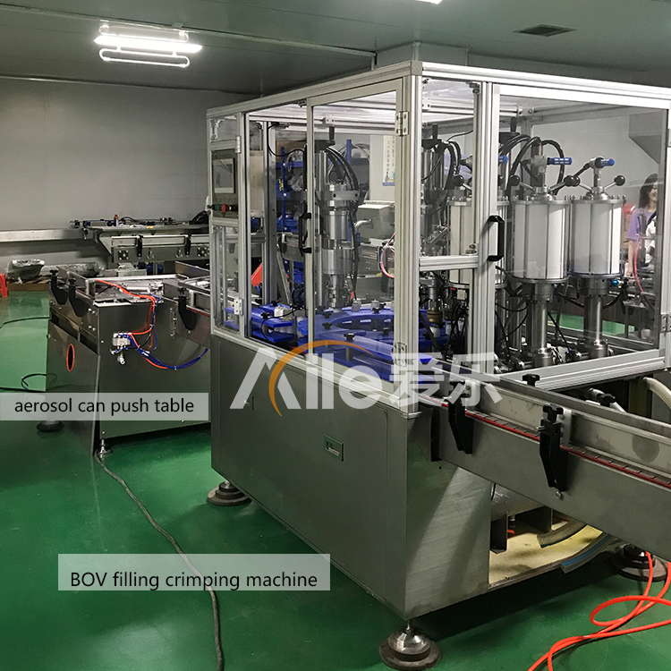 Olive Oil Fully Automatic Aerosol Line PLC Control Bag on Valve Bov Aerosol Spray Can Filling Machine for Cosmetic and Pharmaceutical Food Products Liquid