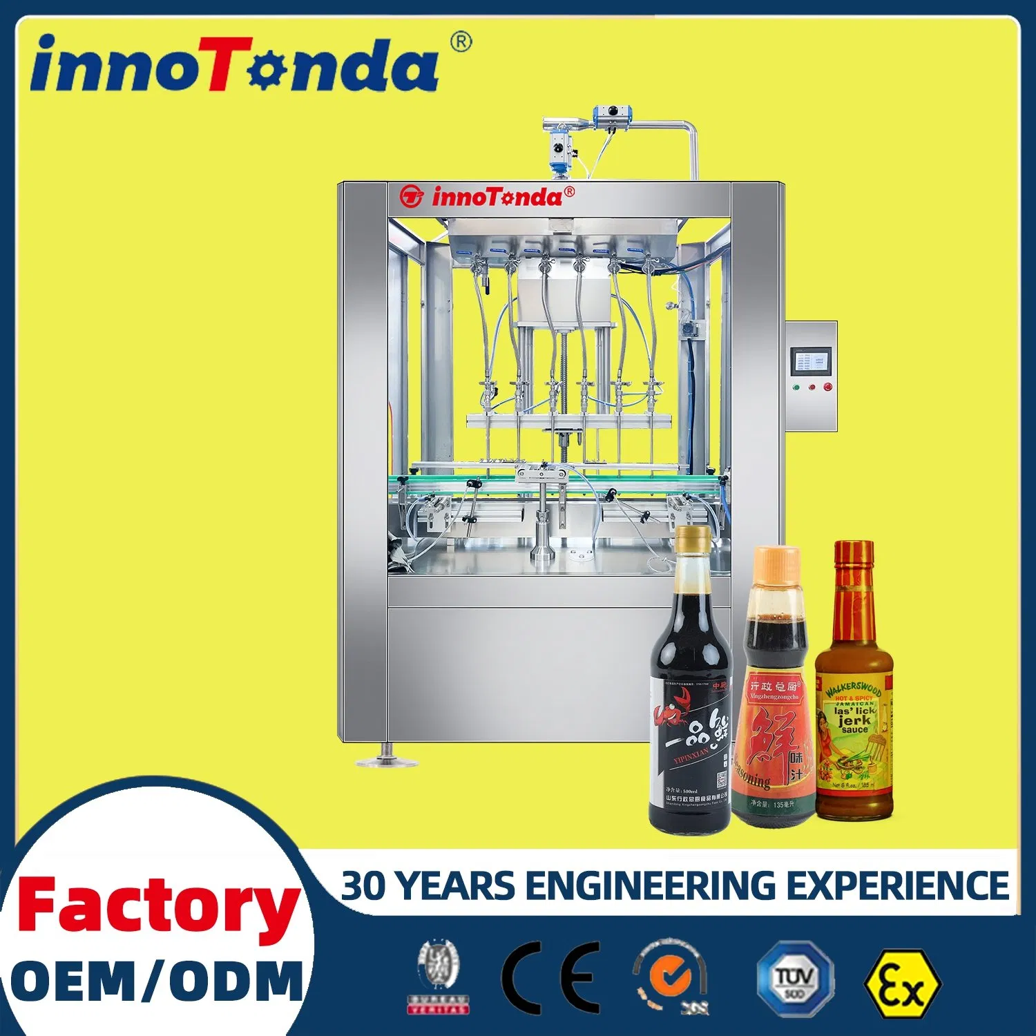 Auto Linear Self Flow Gravity Liquid Filling Machine for Seasoning Soy Sauce Vinegar