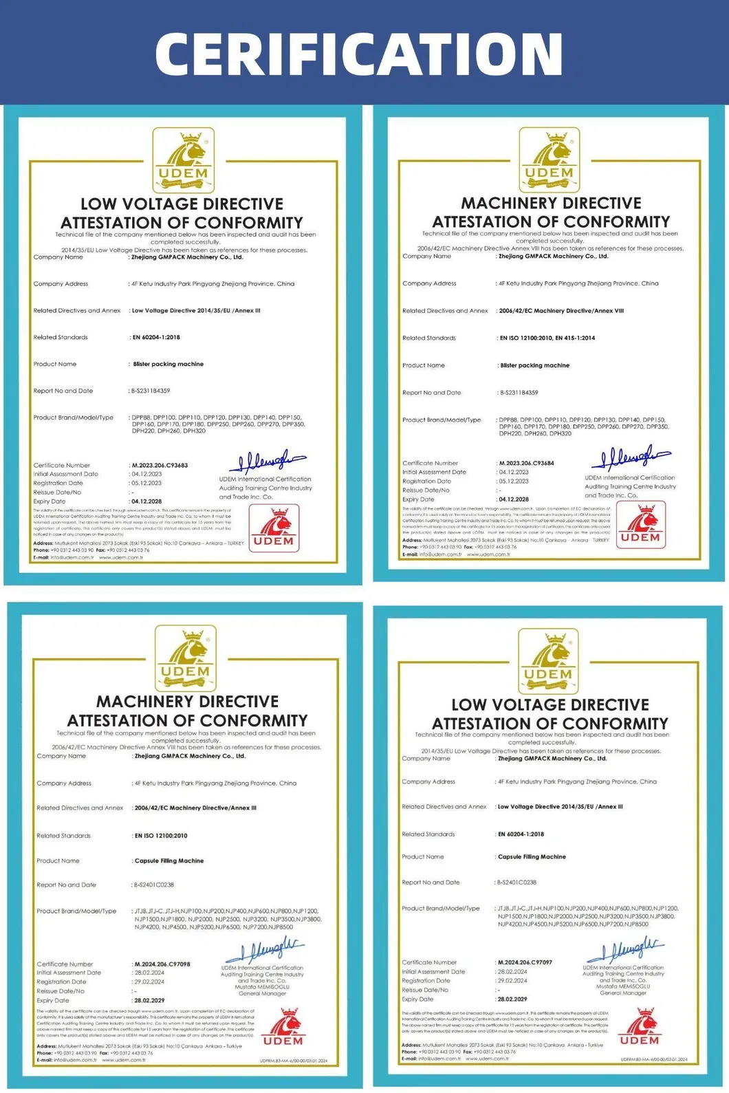 Certifications