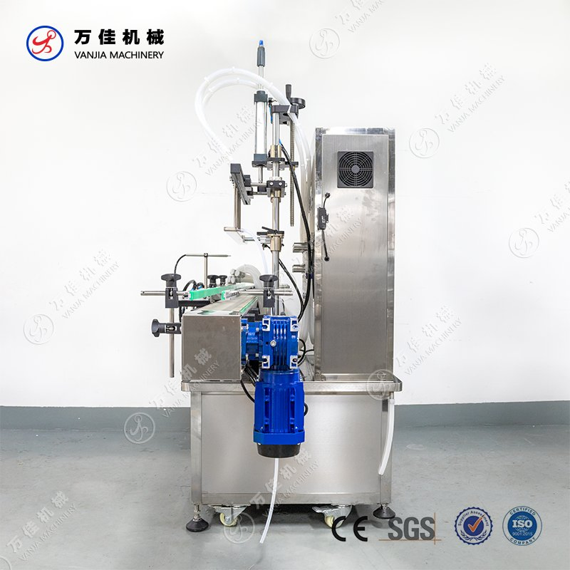 Six-Head Automatic Straight Linear Cosmetic Oils Juice Whisky Liquid Filling Machine.