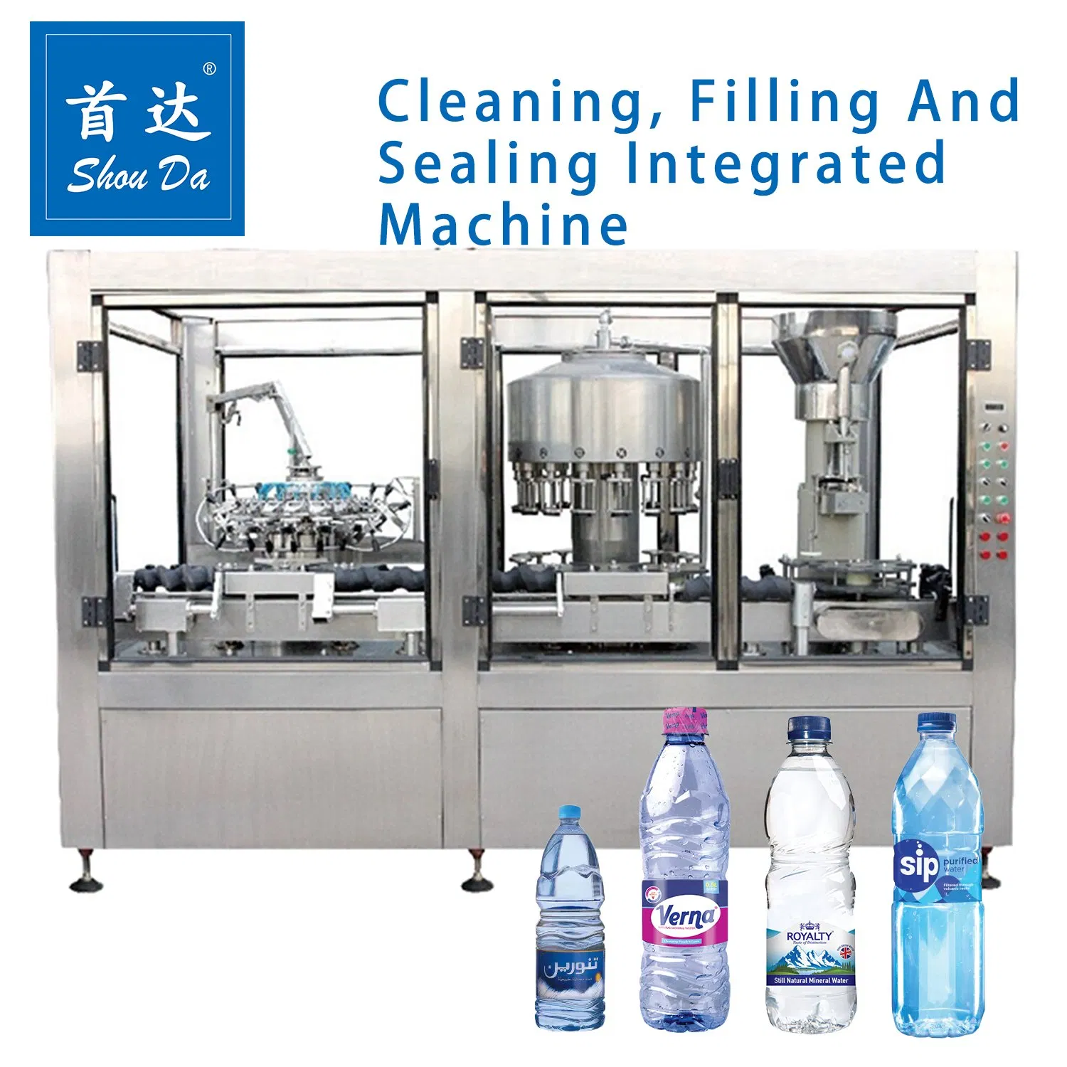 Liquid Multi-Head Shouda Shanghai Water Filling 3 in 1 Machine