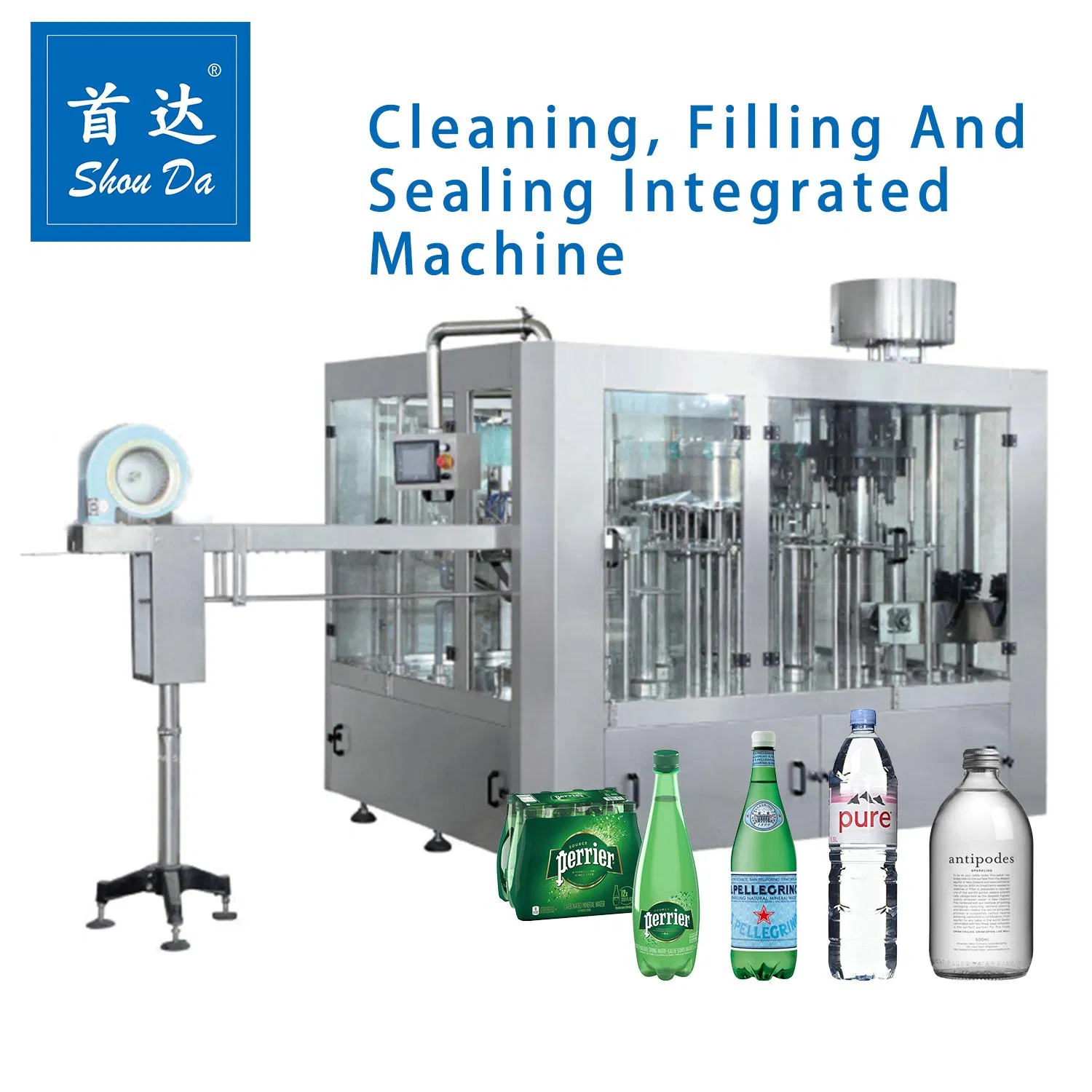 Liquid Multi-Head Shouda Shanghai Water Filling 3 in 1 Machine