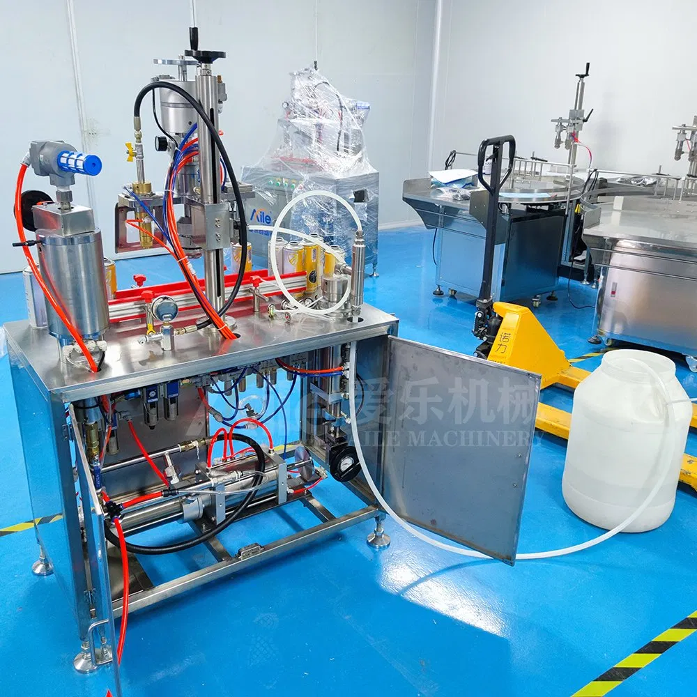 Low Price Small Semi Automatic 3 in 1 Aerosol Spray Paint Tin Cans Filling Machine Production Line Liquid Filling Valve Crimping Gas Filling