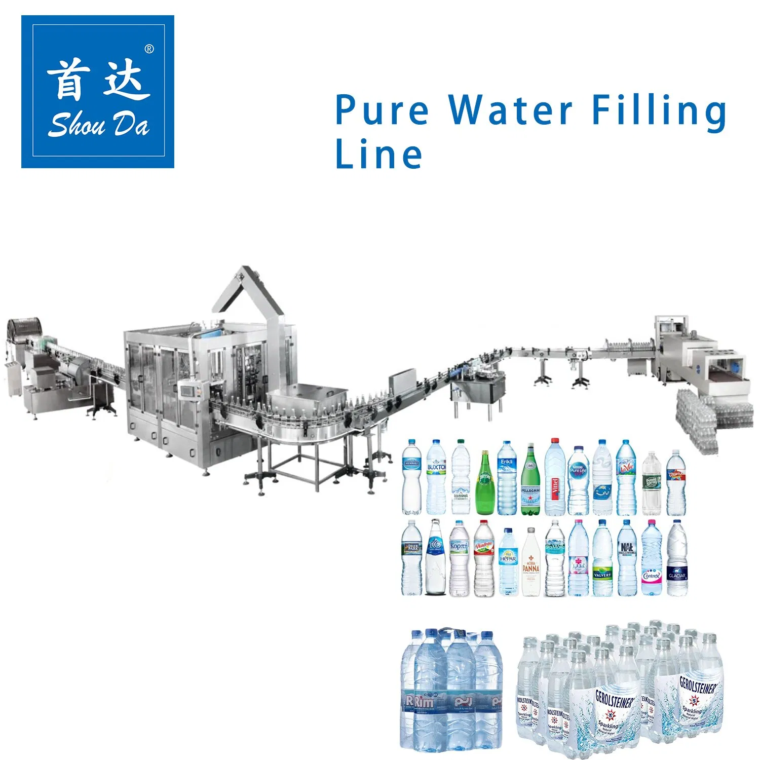 Liquid Multi-Head Shouda Shanghai Water Filling 3 in 1 Machine