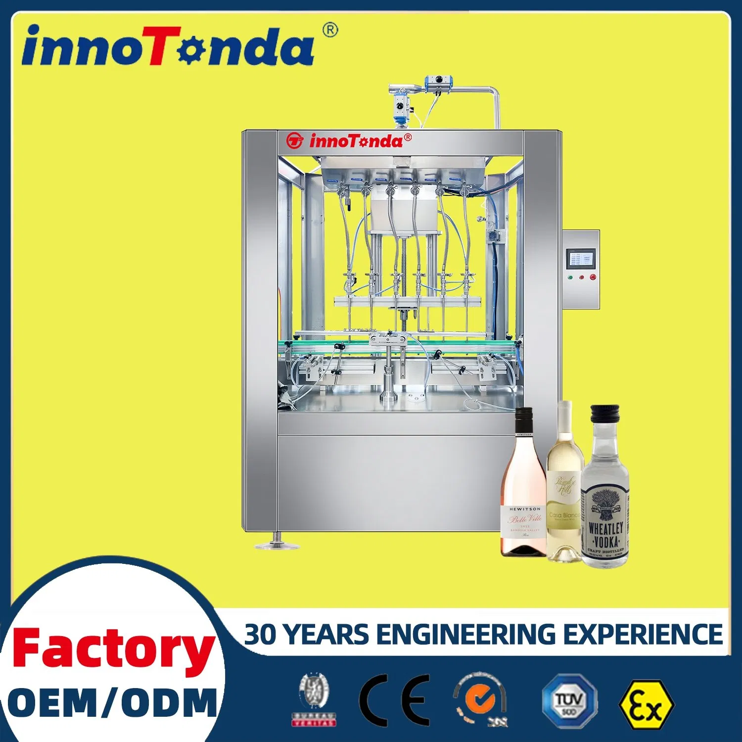 Auto Linear Self Flow Gravity Liquid Filling Machine for Liquor Whisky Brandy Vinegar Soy Sauce