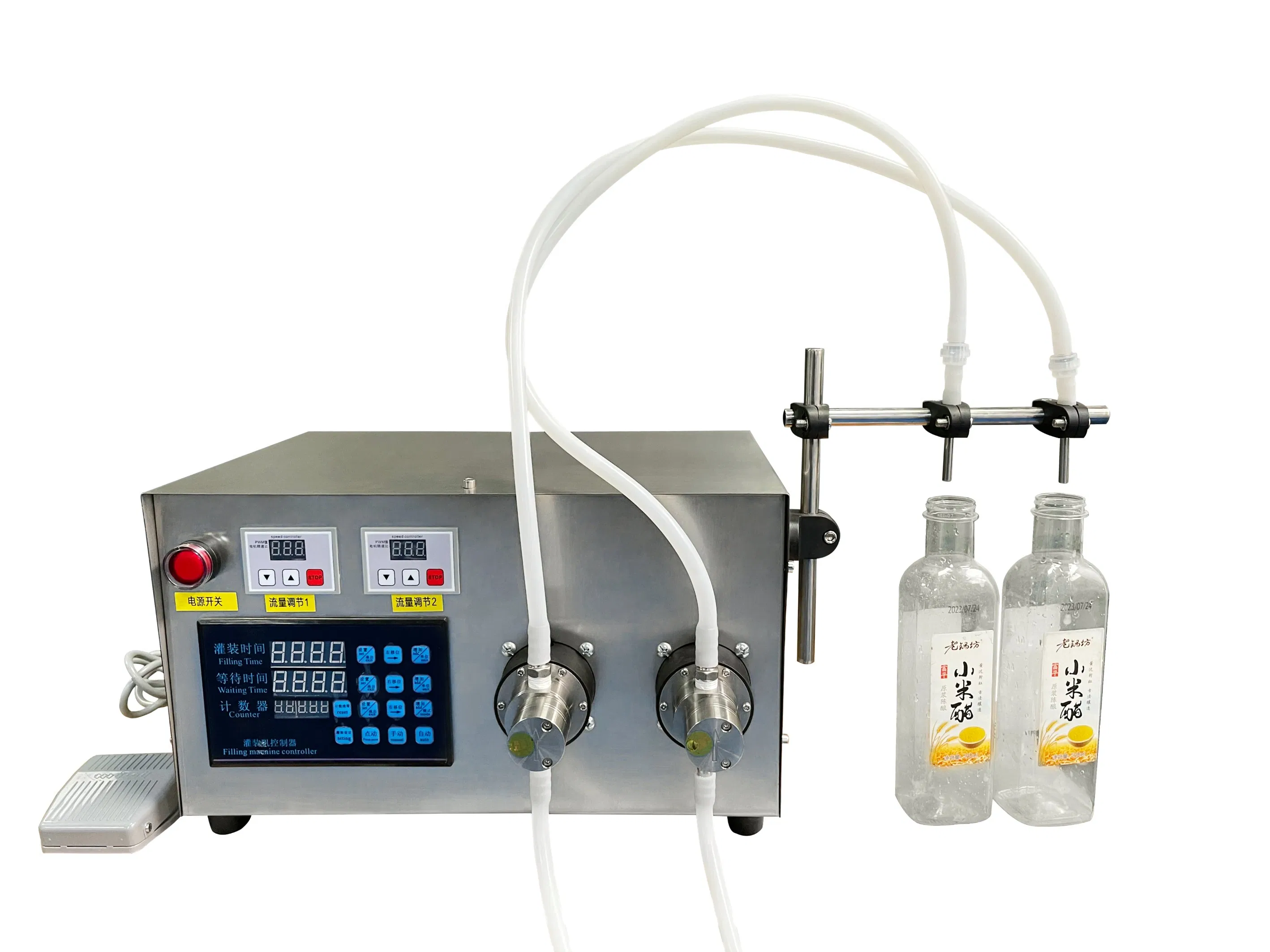 Semi-Automatic Double Head Liquid Juice Perfume Filling Machine Low Viscosity Liquid Filler with Magnetic Pump