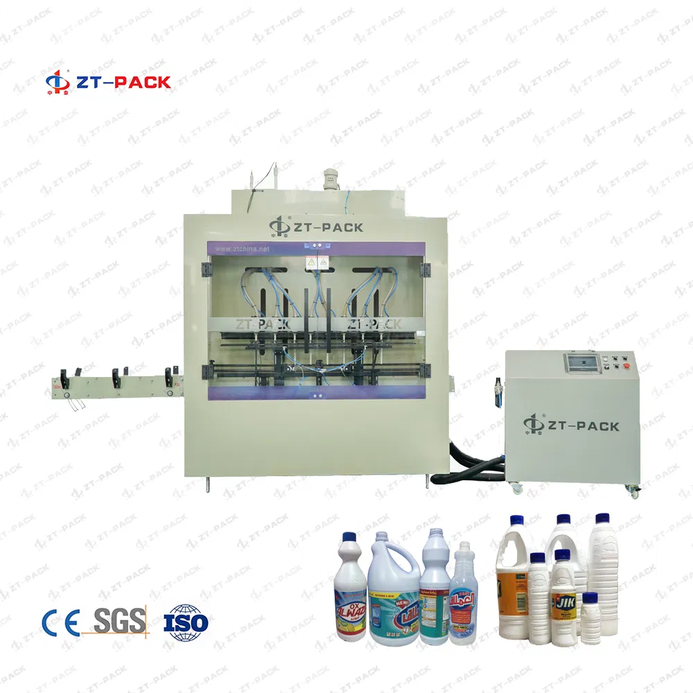 Automatic Anti-Corrosive Piston Type Liquid Toilet Bowl Cleaner Tilted Bottle Filling Machine
