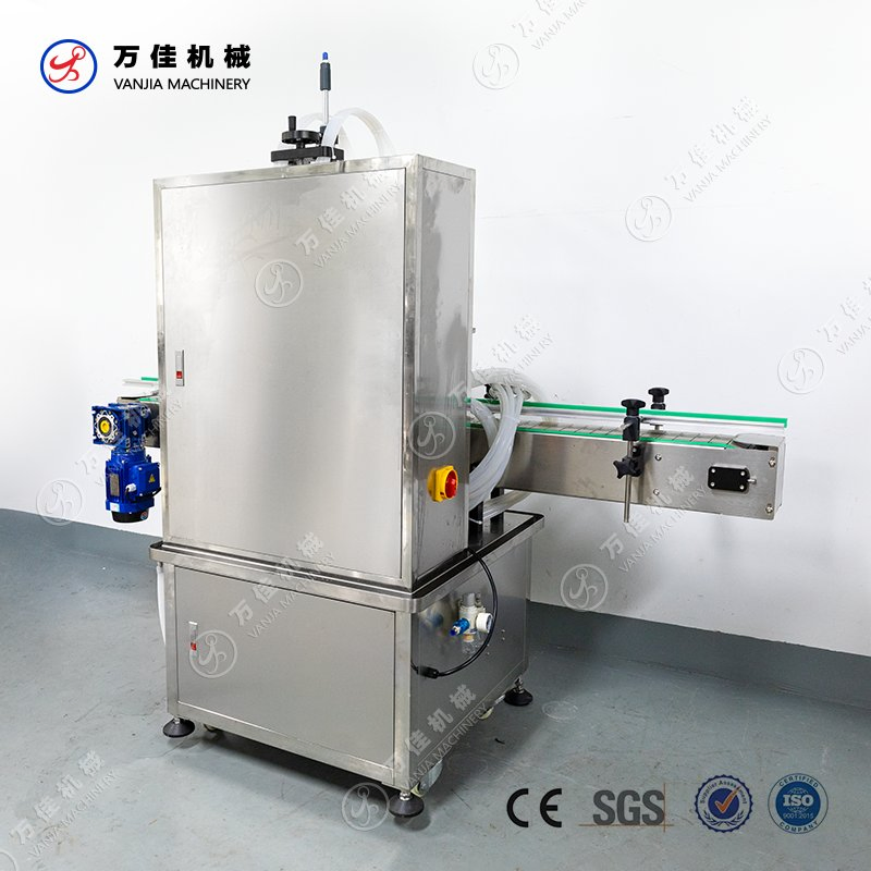 Six-Head Automatic Straight Linear Cosmetic Oils Juice Whisky Liquid Filling Machine.