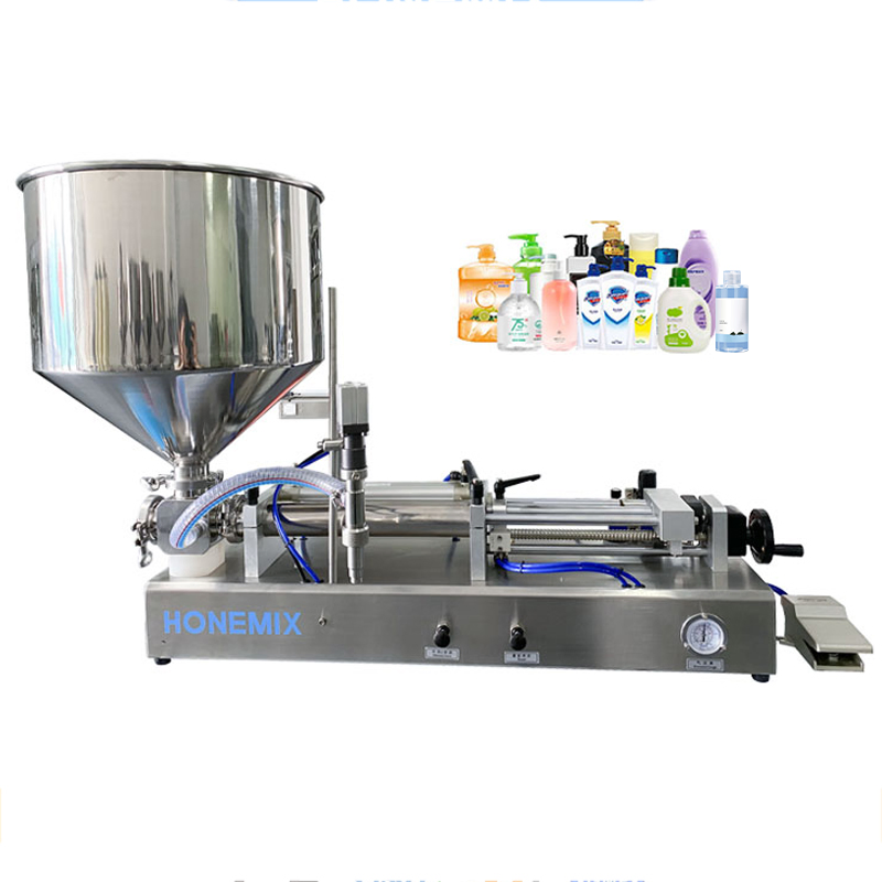Honemix Horizontal Full Pneumatic Liquid Filling Machine/100-1000ml Semi-Auto Pneumatic Liquid Filling/Single Head Liquid Filling Machine for Various Liquids