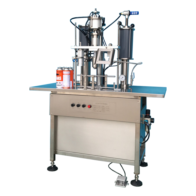 Semi-Auto Aerosol Spray Gas and Liquid for Bottle Cans Filling and Sealing Packing Machine