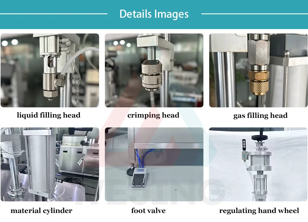 Detailed view of aerosol filling machine
