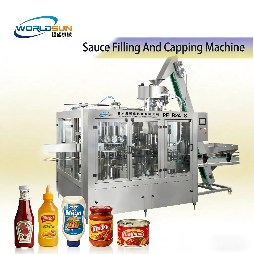Medium &amp; High Viscosity Liquid Fillers Automatic Sauce Filling Machine for Chili Sauce Ketchup Tomato Paste