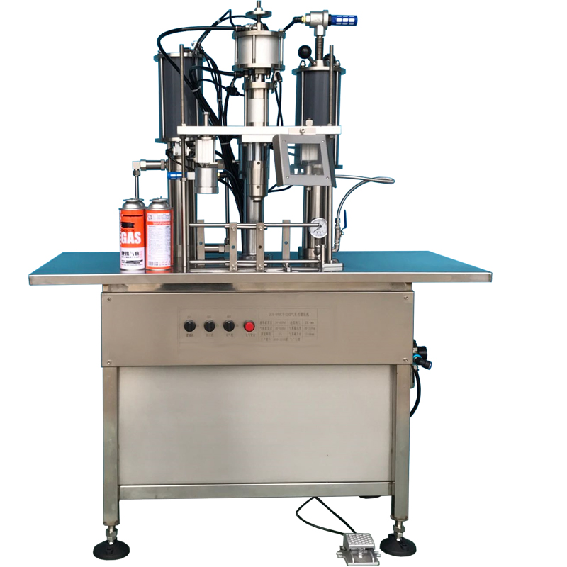 Semi-Auto Aerosol Spray Gas and Liquid for Bottle Cans Filling and Sealing Packing Machine