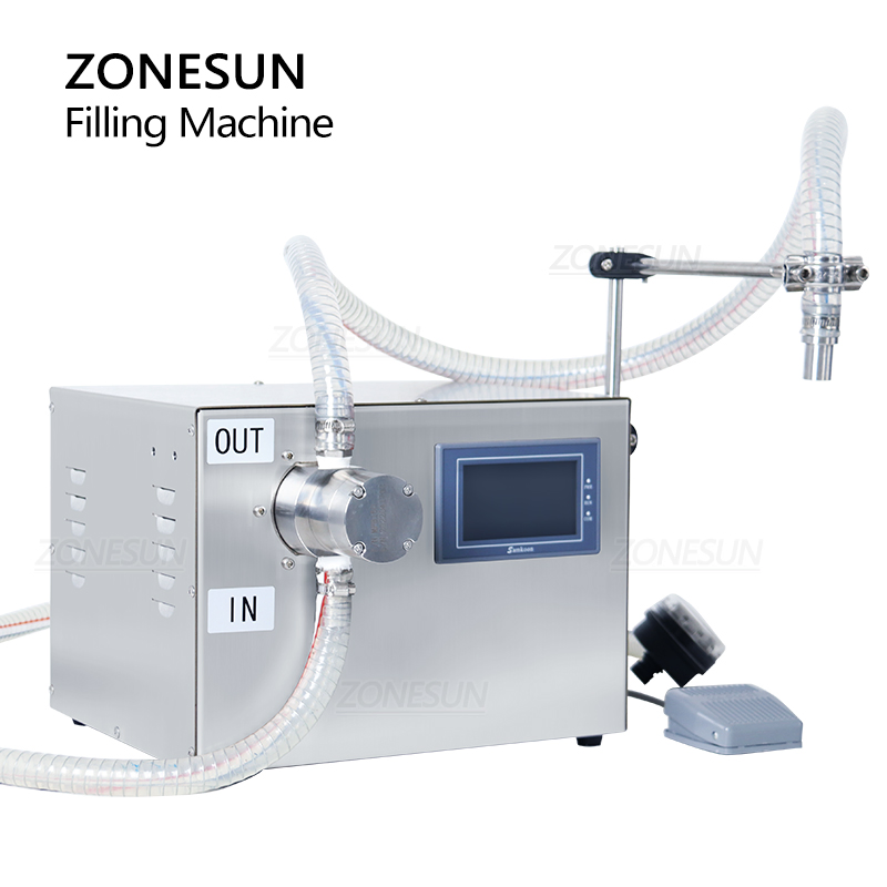 Zonesun Zs-G25A Semi-Automatic 22L Volumetric Liquid Filling Machine for Detergent Edible Oil Shampoo Lotion Bottle Packaging