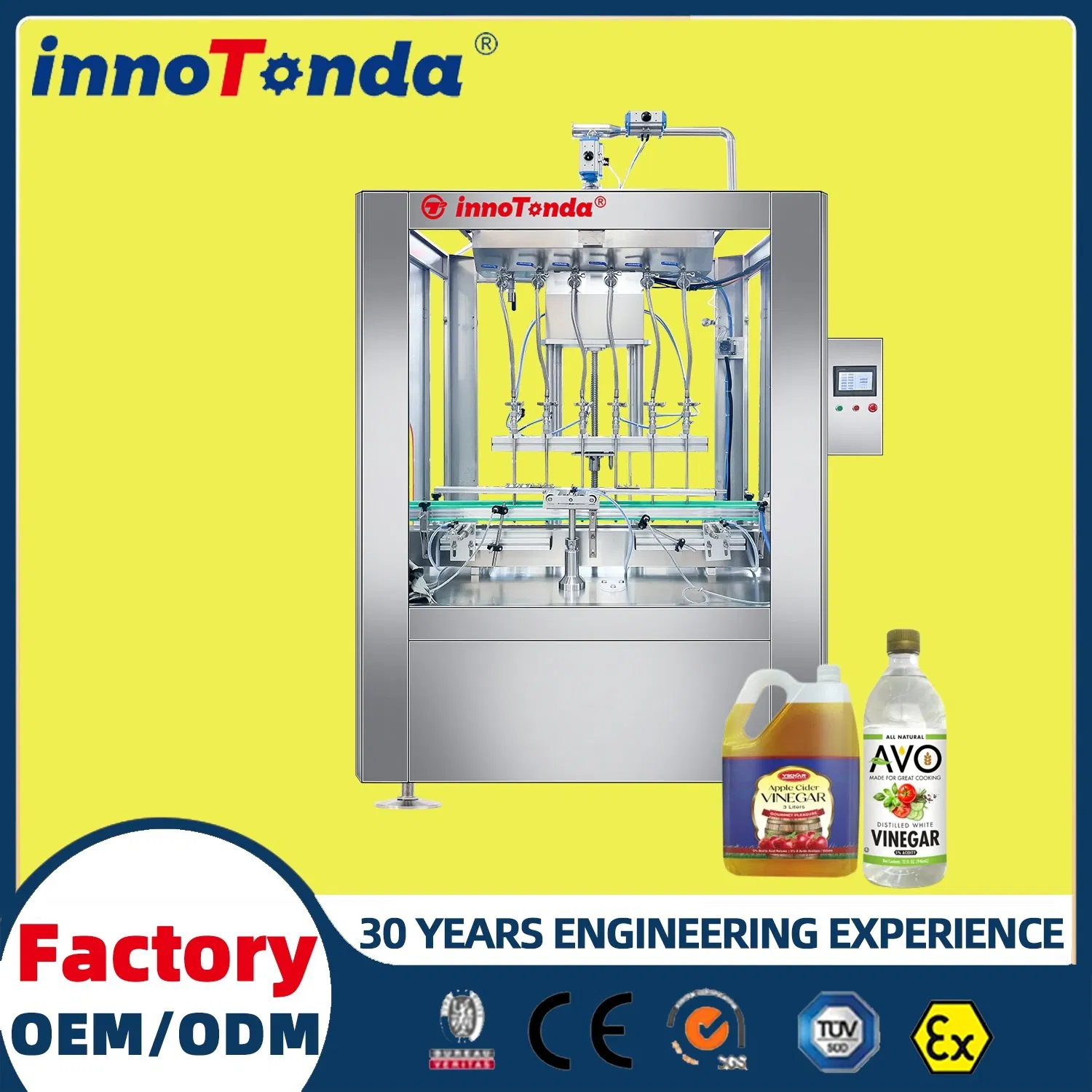 Auto Linear Self Flow Gravity Liquid Filling Machine for Liquor Whisky Rum Vinegar Soy Sauce