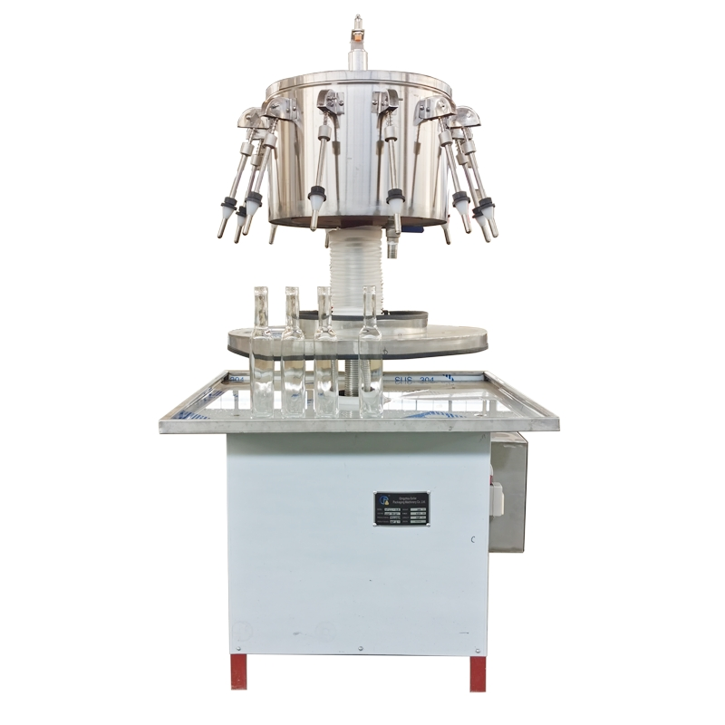 Semi Automatic Siphon Rotary Table Top Bottles Gravity Overflow Liquid Filling Machines with Feeding Pump